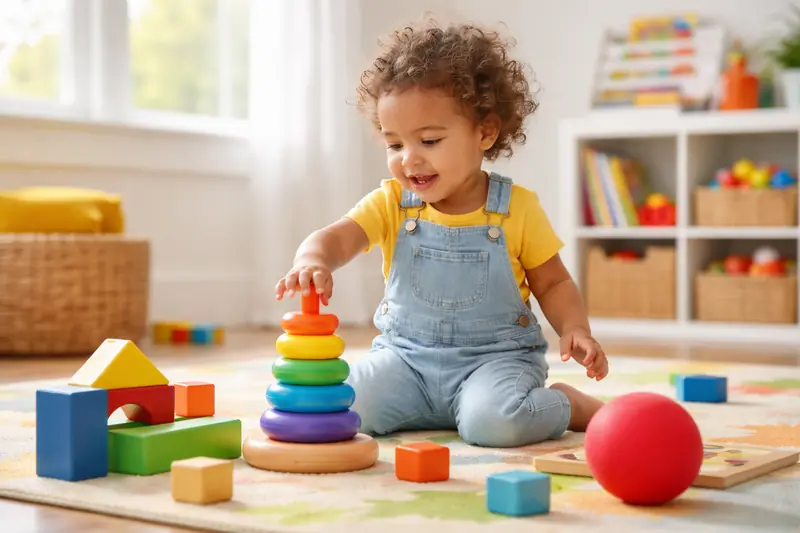 Toddler exploring and learning through play
